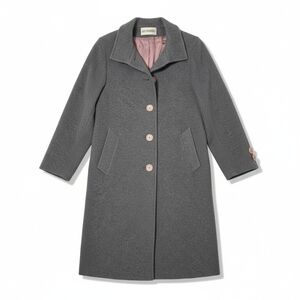 Vintage Holt Renfrew Wool Angora Long Coat Grey Lined Tailored Jacket Sz 6